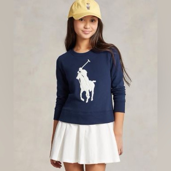 Polo Ralph Lauren Other - POLO Ralph Lauren Girls' Big Pony Appliqué Fleece Sweatshirt Dress Size L 12/14